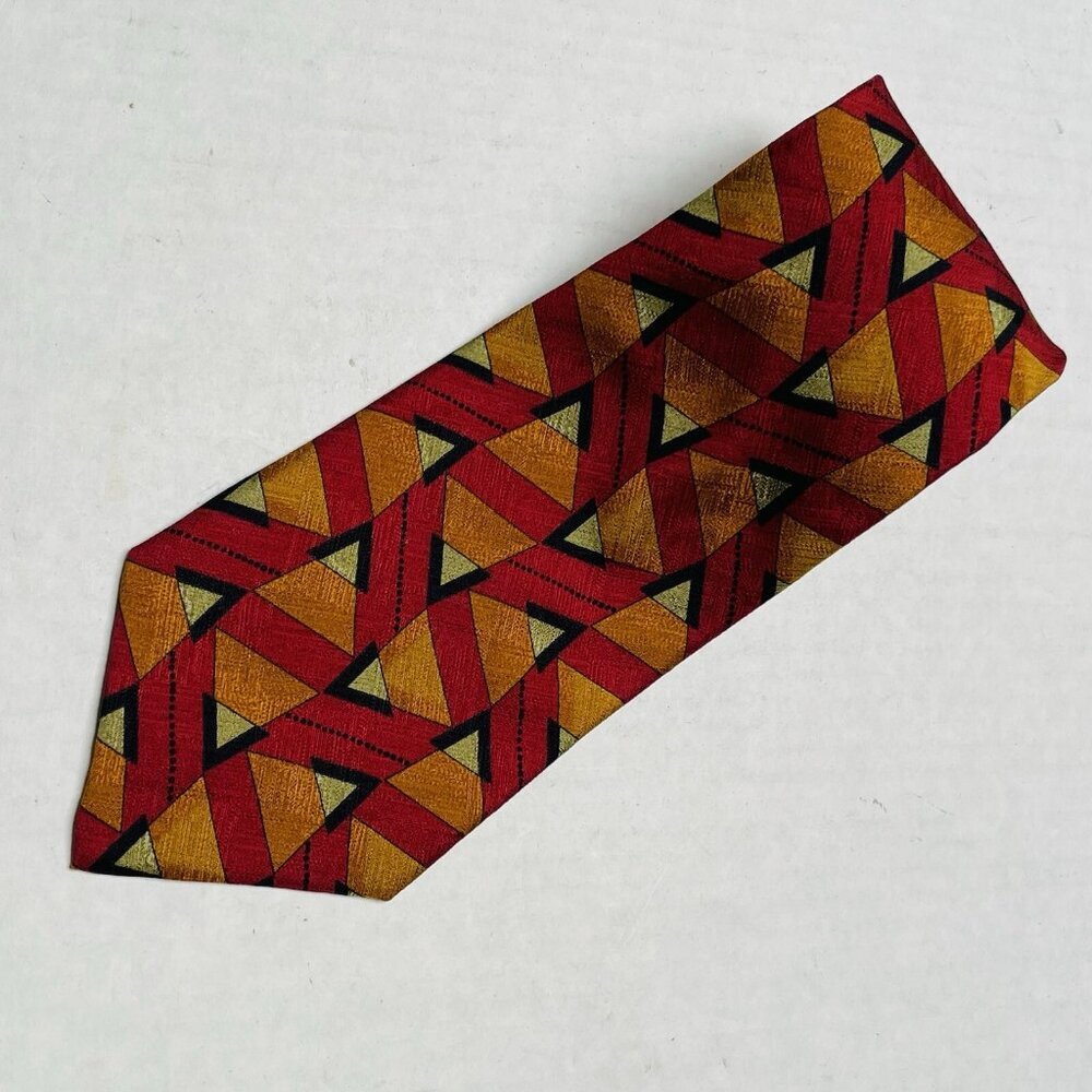 Geometric Stripes Diamonds Silk Necktie‎ From Italy Hand Sewn Formal Business